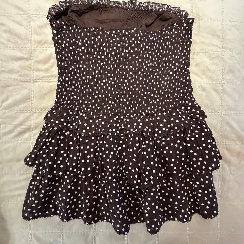Wild Fable XXL Brown Cream Polka Dot Smocked Tiered Mini Dress NWT